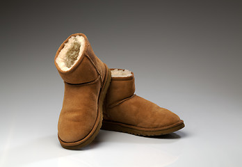 Image showing pair of beige uggs with light fur