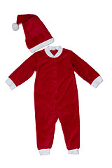 Image showing Red kids winter Christmas jumpsuit made from sheepskin