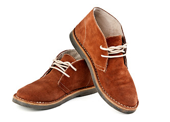 Image showing pair of brown suede shoes