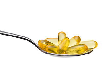 Image showing Omega-3 pills on spoon