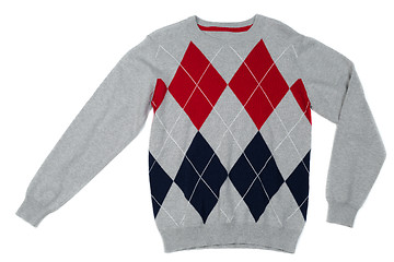 Image showing Male gray sweater with rhombic pattern