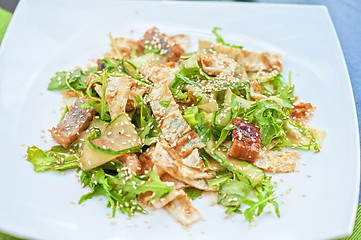 Image showing Salad with smoked eel