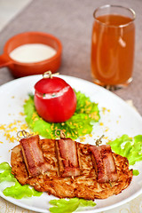 Image showing veal meat with bacon