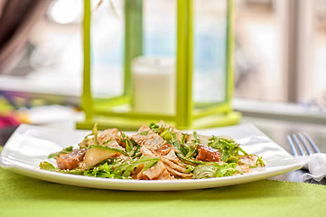 Image showing Salad with smoked eel