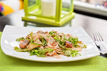 Image showing Salad with smoked eel