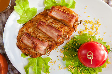 Image showing veal meat with bacon