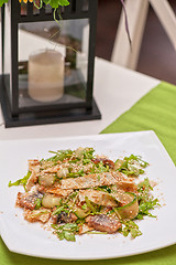 Image showing Salad with smoked eel