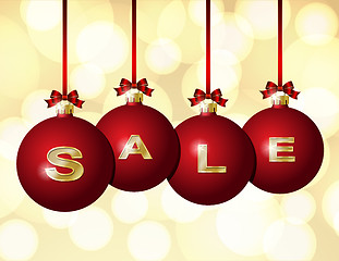 Image showing Red Christmas balls with golden word Sale