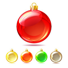 Image showing Set of Glossy Christmas balls on white background.