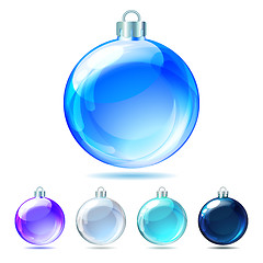 Image showing Set of Glossy Christmas balls on white background.