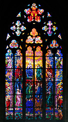 Image showing Stained-glass window in St Vit Cathedral, Prague