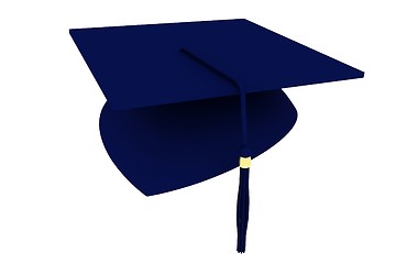 Image showing 3D render of isolated graduation hat on white background