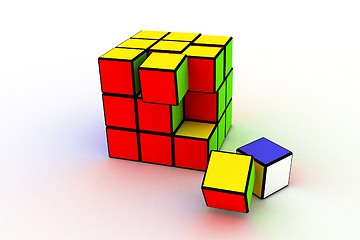 Image showing 3D render of the broken rubic cube