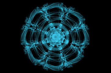 Image showing An illustration of an abstract blue shape on a black background