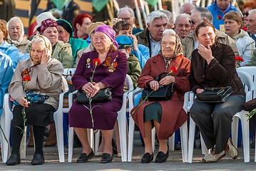 Image showing Senior female veterans of World War II on tribunes