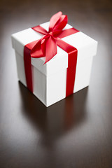 Image showing White Gift Box with Red Ribbon and Bow