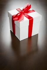 Image showing White Gift Box with Red Ribbon and Bow