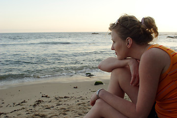 Image showing woman watching the ocean