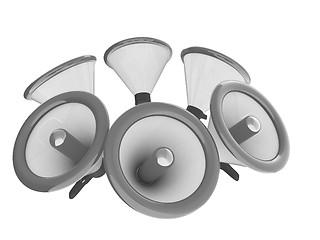 Image showing Loudspeakers as announcement icon. Illustration on white 