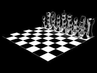 Image showing Chessboard with chess pieces