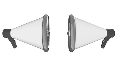 Image showing Loudspeakers as announcement icon. Illustration on white 