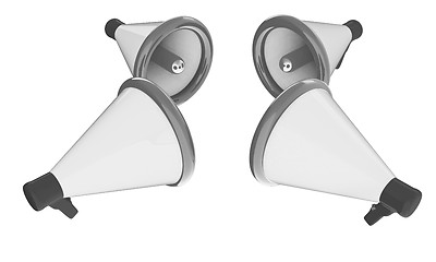 Image showing Loudspeakers as announcement icon. Illustration on white 