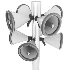 Image showing Loudspeakers as announcement icon. Illustration on white 