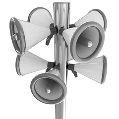 Image showing Loudspeakers as announcement icon. Illustration on white 