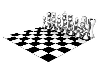 Image showing Chessboard with chess pieces