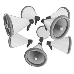 Image showing Loudspeakers as announcement icon. Illustration on white 