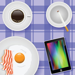 Image showing breakfast with eggs and bacon
