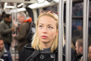 Image showing Woman on subway.