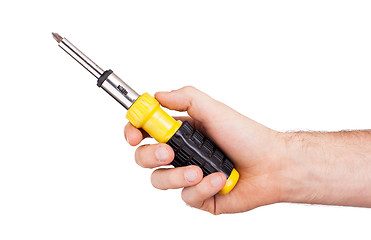 Image showing Old used screwdriver with plastic grip