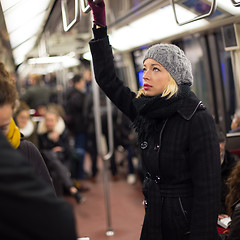 Image showing Woman on subway.