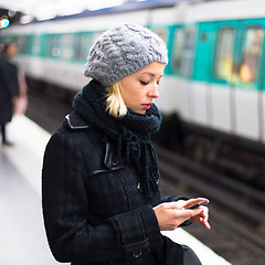 Image showing Woman on a subway station.