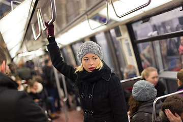 Image showing Woman on subway.