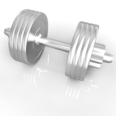 Image showing Gold dumbbells on a white background