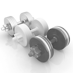 Image showing Colorfull dumbbells on a white background
