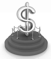 Image showing Dollar sign on podium. 3D icon on white background 