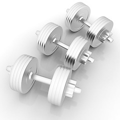 Image showing Metall dumbbells on a white background