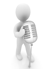 Image showing 3D man with a microphone on a white background 