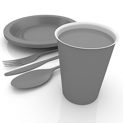 Image showing Fast-food disposable tableware