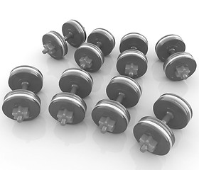 Image showing Colorful dumbbells on a white background