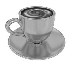 Image showing Gold coffee cup on saucer on a white background 