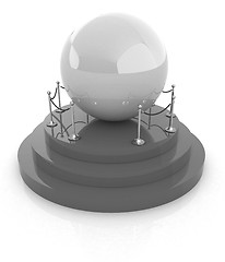 Image showing Glossy pink ball on podium on a white background 