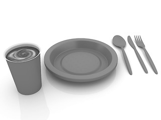 Image showing Fast-food disposable tableware