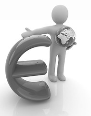 Image showing 3d people - man, person presenting - euro with global concept wi