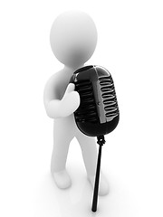 Image showing 3D man with a microphone on a white background 