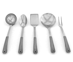 Image showing gold cutlery on white background 