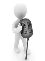 Image showing 3D man with a microphone on a white background 